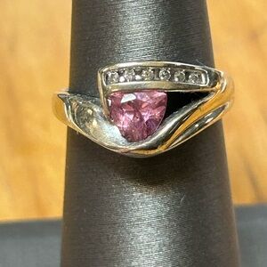 274565 10k white gold with White and pink  sapphire